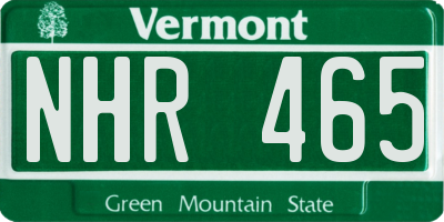 VT license plate NHR465