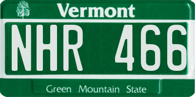 VT license plate NHR466