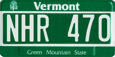 VT license plate NHR470