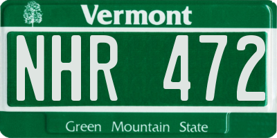VT license plate NHR472