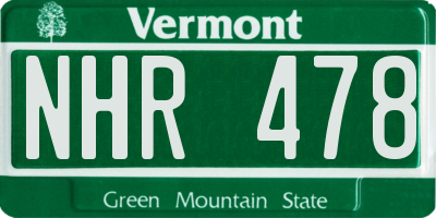 VT license plate NHR478