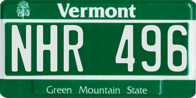 VT license plate NHR496
