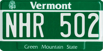 VT license plate NHR502