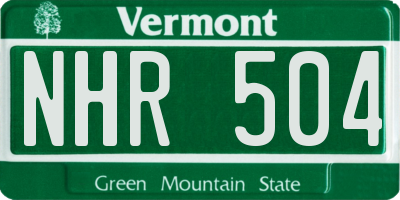 VT license plate NHR504