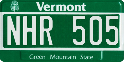 VT license plate NHR505