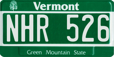 VT license plate NHR526
