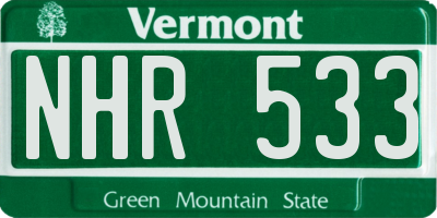 VT license plate NHR533