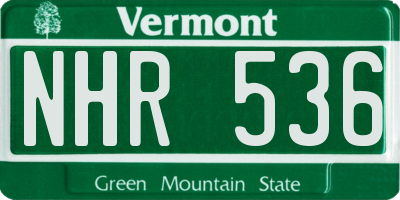 VT license plate NHR536