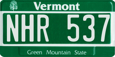 VT license plate NHR537