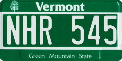VT license plate NHR545