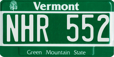 VT license plate NHR552