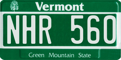 VT license plate NHR560