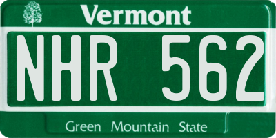 VT license plate NHR562