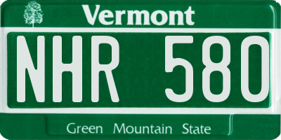 VT license plate NHR580