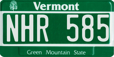 VT license plate NHR585