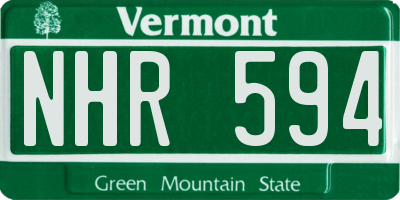 VT license plate NHR594