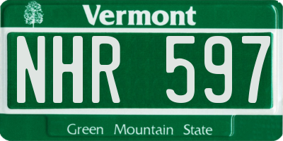 VT license plate NHR597