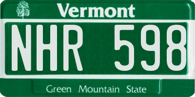 VT license plate NHR598