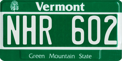 VT license plate NHR602