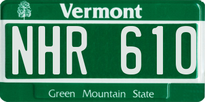 VT license plate NHR610