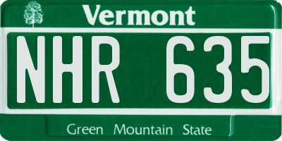 VT license plate NHR635
