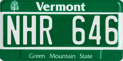 VT license plate NHR646