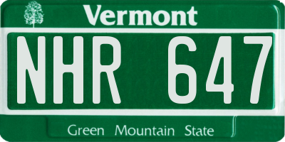 VT license plate NHR647