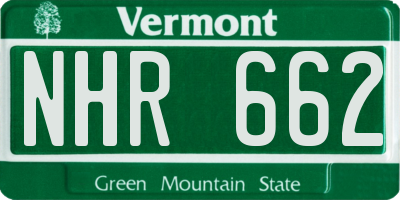 VT license plate NHR662