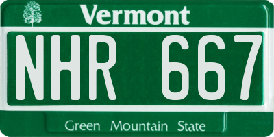 VT license plate NHR667