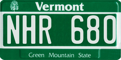 VT license plate NHR680