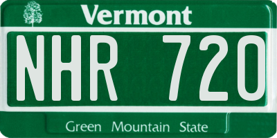 VT license plate NHR720