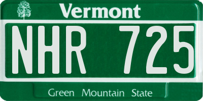 VT license plate NHR725
