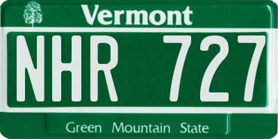 VT license plate NHR727