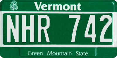 VT license plate NHR742