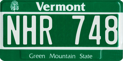 VT license plate NHR748