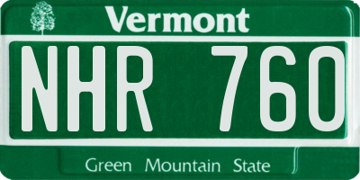 VT license plate NHR760