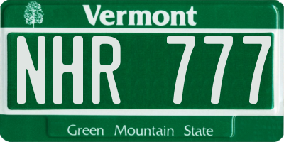 VT license plate NHR777