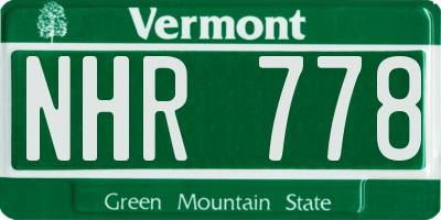 VT license plate NHR778