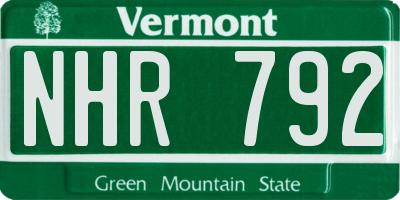VT license plate NHR792