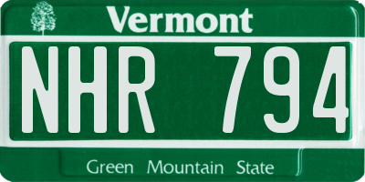 VT license plate NHR794
