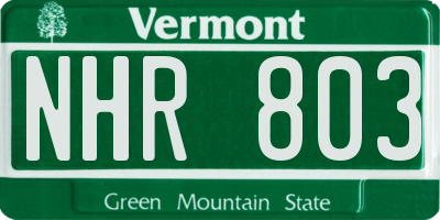 VT license plate NHR803