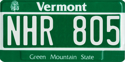 VT license plate NHR805