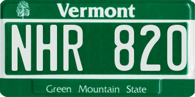 VT license plate NHR820