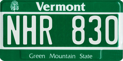VT license plate NHR830