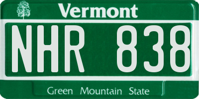 VT license plate NHR838