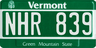VT license plate NHR839