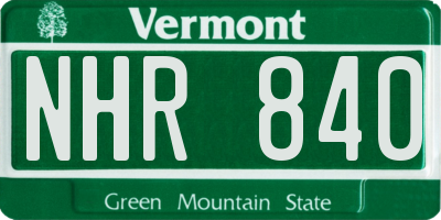 VT license plate NHR840