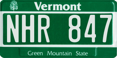 VT license plate NHR847