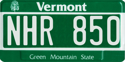 VT license plate NHR850