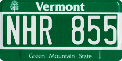 VT license plate NHR855